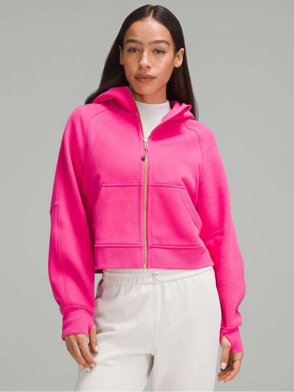 Lululemon Sonic Pink Cropped Zip-up Hooded Scuba